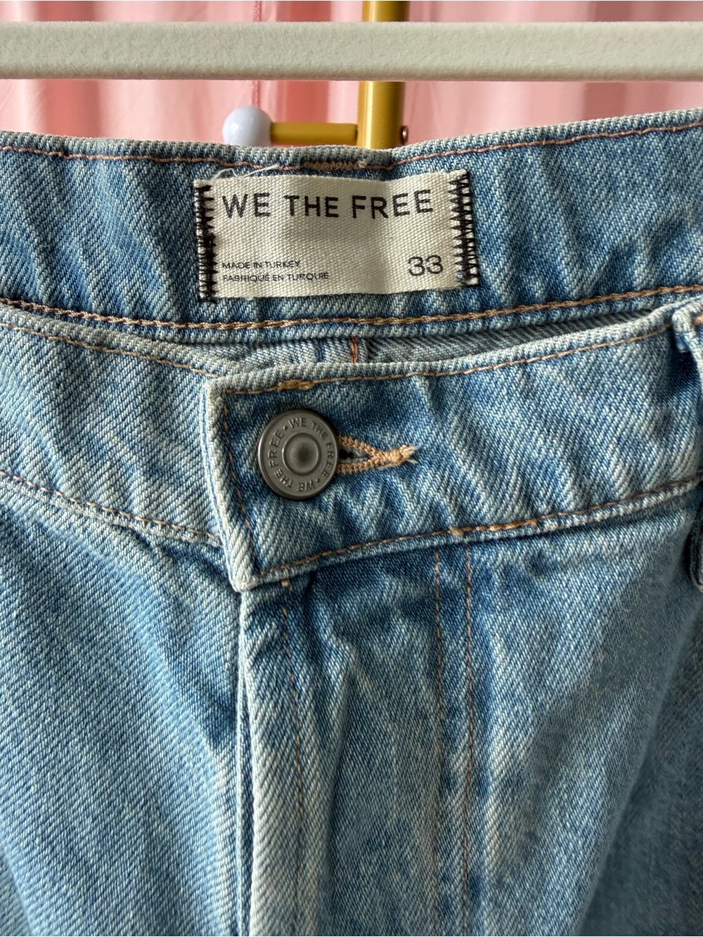 Free People We the Free Eden High Rise Slouchy Denim Jeans Light Blue Flare 33 - Picture 7 of 9